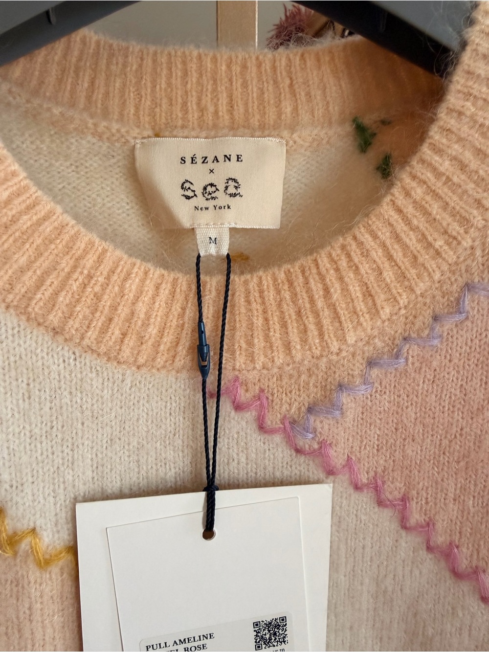 NWT Sézane x Sea New York Ameline Pastel Rose Mohair Wool Sweater Size - Picture 4 of 10